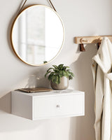 Aienvey Floating nightstand, Floating Shelf with Drawer, Wall Mounted Nightstand, Floating Bedside Table (White) Aienvey