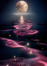 KINPLUB 5D Diamond Painting Kits for Adults Beginners, Sea Moon Diamond Art Kits for Adults, DIY Full Drill Round Diamond Dots, Home Wall Decor 12x16 Inch KINPLUB