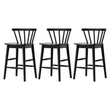 EYYTHUNG Wood Bar Stools Set of 3, 24" Barstool Farmhouse Counter Stools with Curved Back for Dining Room, Black EYYTHUNG