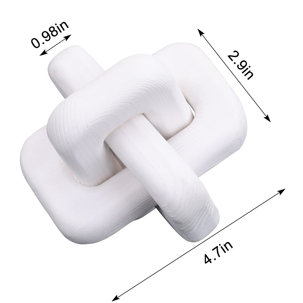 oliruim Wood Knot Decor Boho Hand-Carved White Wood Chain Knot Decor for Bookshelf, Shelf, Entryway Table, Coffee Table, Living Room TV Stand, Farmhouse Rustic Decor Aesthetics (White) oliruim