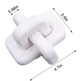 oliruim Wood Knot Decor Boho Hand-Carved White Wood Chain Knot Decor for Bookshelf, Shelf, Entryway Table, Coffee Table, Living Room TV Stand, Farmhouse Rustic Decor Aesthetics (White) oliruim