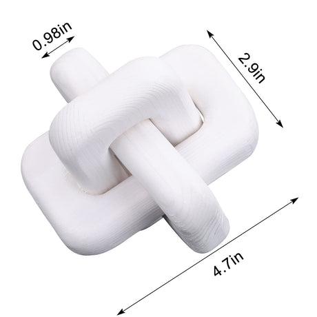 oliruim Wood Knot Decor Boho Hand-Carved White Wood Chain Knot Decor for Bookshelf, Shelf, Entryway Table, Coffee Table, Living Room TV Stand, Farmhouse Rustic Decor Aesthetics (White) oliruim
