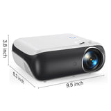 HAPPRUN Projector, Native 1080P Bluetooth Projector, Portable Outdoor Movie Projector, Full HD Mini Projector with Speaker for Home Bedroom, Compatible with Smartphone,HDMI,USB,AV,Fire Stick,PS5 HAPPRUN