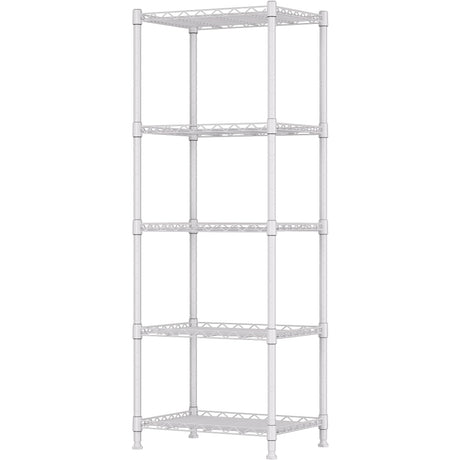 REGILLER 5-Wire Shelving Metal Storage Rack Adjustable Shelves,Standing Storage Shelf Units for Laundry Bathroom Kitchen Pantry Closet(White,11.8" D x 16.6" W x 53.5" H) REGILLER