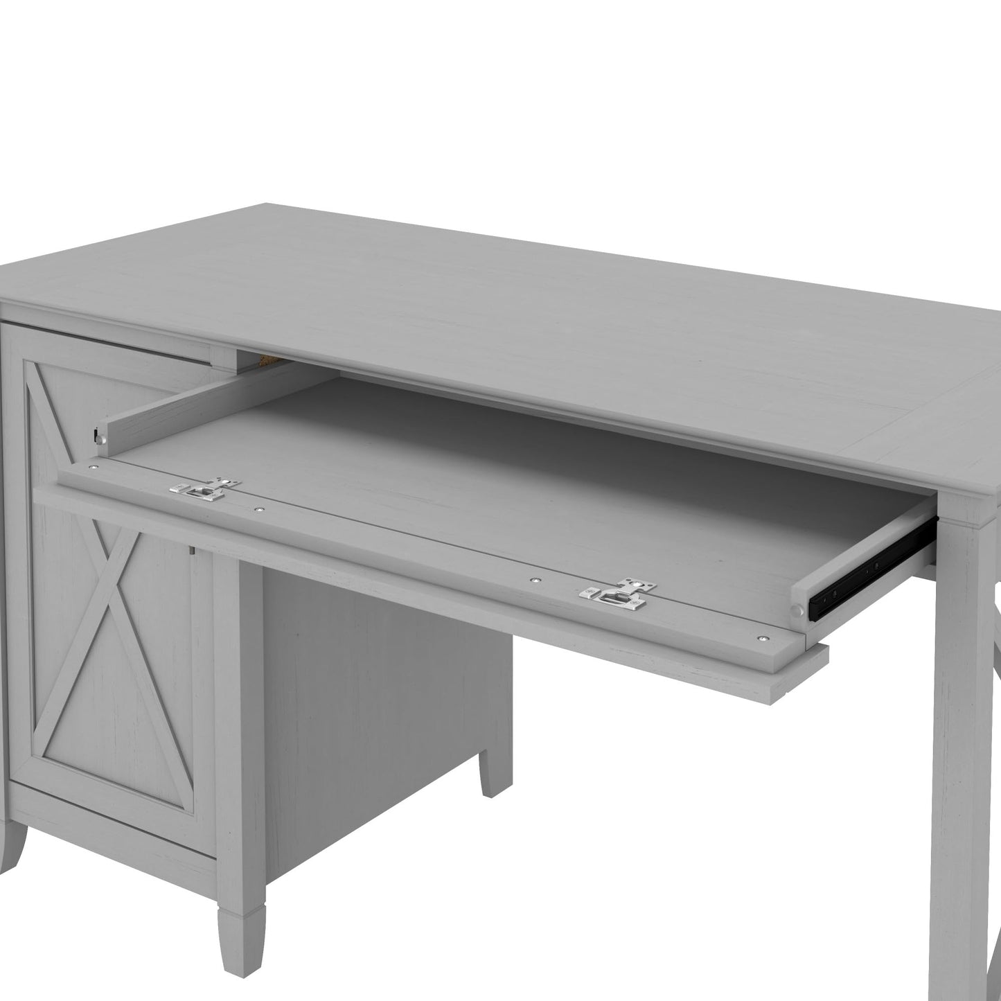 Bush Furniture Key West Computer Desk with Storage | Farmhouse PC Table for Home Office, 54W, Cape Cod Gray - WoodArtSupply