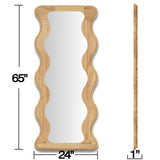 osemy 65" x 24" Full Length Mirror Wood Framed Wavy Full Body Mirror Shatter-Proof Mirror Hanging/Leaning Wall Mounted Wooden Mirror for Dressing Bedroom Living Room osemy