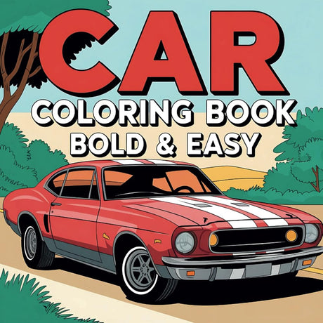 Car Coloring Book: Bold & Easy Coloring Pages For Adults and Kids | Simple and Big Designs WoodArtSupply
