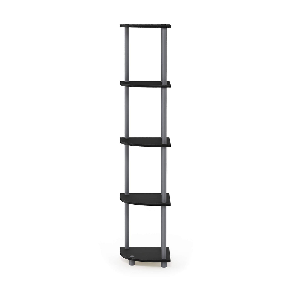 Furinno TURN-N-TUBE Corner Shelf, 5-Tier Corner Bookshelf, Open Storage Shelves, for Organization and Storage, Living Room, Home Office, Garage, Bedroom, Black Furinno