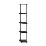 Furinno TURN-N-TUBE Corner Shelf, 5-Tier Corner Bookshelf, Open Storage Shelves, for Organization and Storage, Living Room, Home Office, Garage, Bedroom, Black Furinno