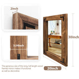 YOSHOOT Rustic Wooden Framed Wall Mirror, Natural Wood Bathroom Vanity Mirror for Farmhouse Decor, Vertical or Horizontal Hanging YOSHOOT