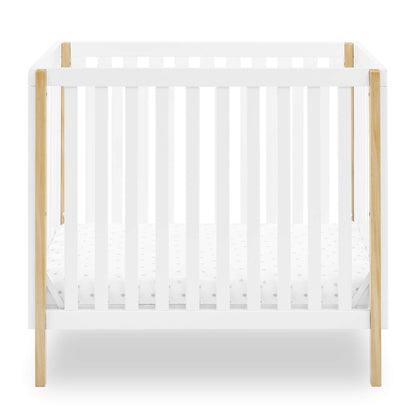 Delta Children Gio Mini Crib with 2.75" Mattress Included, Bianca White/Natural - WoodArtSupply