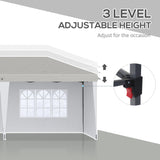 Outsunny 10' x 20' Pop Up Canopy Tent with 4 Sidewalls, Heavy Duty Tents for Parties, Outdoor Instant Gazebo with Carry Bag, for Outdoor, Garden, Patio, White Outsunny