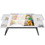 Puzzle Table 1500pcs,Jigsaw Puzzle Table Metal,Puzzle Table with Drawers,Puzzle Board with Legs,Grey and Black Color,Puzzle Tables for Adults with Drawers,Jigsaw Puzzle Board with Drawers Doerpuz