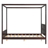 Merax Queen Size Canopy Bed with Headboard and Footboard, Solid Wood 4 Posters Platform Bed with Slat Support Leg, No Box Spring Needed, Espresso Merax