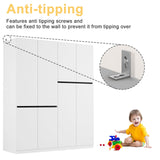 Wakefit 4 Doors Armoire Closet, Wooden Bedroom Armoires with Hanging Rod, Wardrobe Closet with Doors, Freestanding Wardrobe Cabinet for Bedroom, Guest Room, White(20.4" D x 63" W x 74.8" H) Wakefit