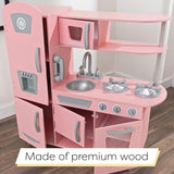 KidKraft Vintage Wooden Play Kitchen with Pretend Ice Maker and Play Phone, Pink KidKraft