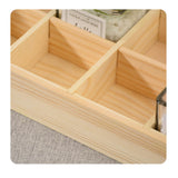 Enorteen 5-Grid Wooden Divided Storage Box - Decorative Craft Organizer for Art Crafts Collectibles Enorteen