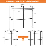Aheaplus Industrial Pipe Clothing Rack, Reversible 79.7'' Clothes Rack for Hanging Clothes, Heavy Duty Garment Rack Closet Wardrobe Rack with LED Lights& Shelves, Walk-in Closet System, Black Oak Aheaplus