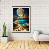 ZQEATRY Moon Diamond Painting Kits for Adults,DIY Moonlight Beach Diamond Art Kits,5D Full Drill Painting Kits with Arts and Crafts for Home Wall Decor 11.8 X 15.7Inch ZQEATRY