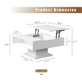 HedoAjim White 30.7" Lift Top Coffee Table with Storage, Square Led Coffee Table with Large Hidden Storage, Wood Living Room Table Led Center Table for Dining Reception Room HedoAjim