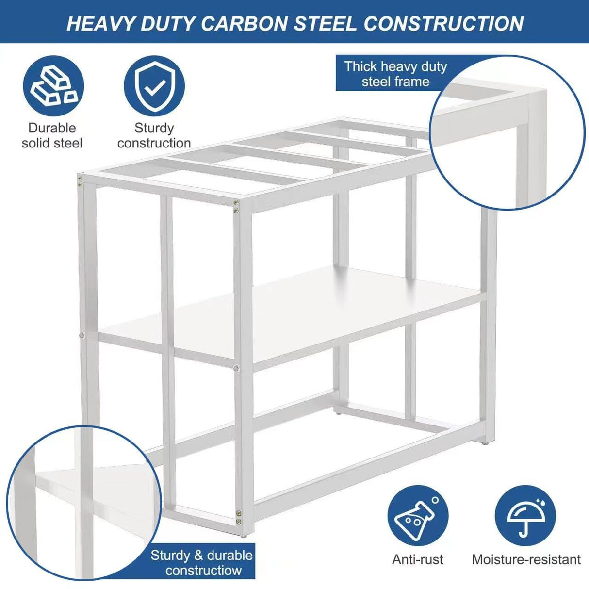 Akenow Fish Tank Stand 40 Gallon , Metal Aquarium Stand Double Layer with Storage 36.4" x 18.5"x29.1 fits Aquarium,Turtle Tank/Reptile Terrariums,White Akenow