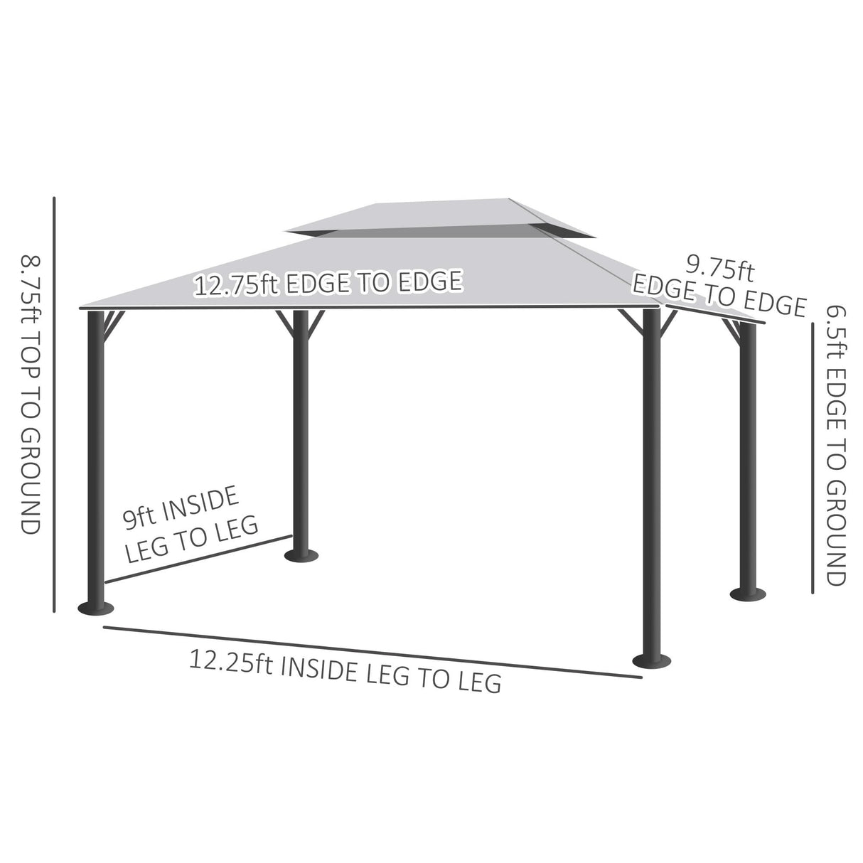 Outsunny 10' x 13' Patio Gazebo, Outdoor Gazebo Canopy Shelter with Netting and Curtains, Aluminum Frame for Garden, Lawn, Backyard and Deck, Light Gray Outsunny