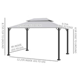 Outsunny 10' x 13' Patio Gazebo, Outdoor Gazebo Canopy Shelter with Netting and Curtains, Aluminum Frame for Garden, Lawn, Backyard and Deck, Light Gray Outsunny