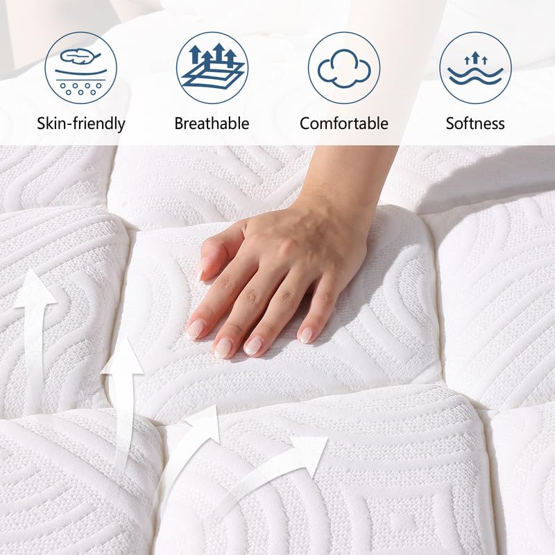 DEHIJU King Size Mattress, 12 Inch Hybrid Memory Foam King Mattress in a Box, Medium Firm, Pressure Relief, CertiPUR-US DEHIJU