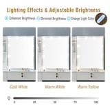 Kkonetoy Makeup Vanity with Lights, Vanity Desk with Sliding Mirror and 10 LED Lighted Bulbs, White Modern Dressing Table with 5 Drawers for Bedroom Kkonetoy