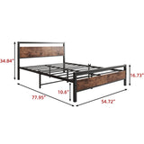 BOFENG Full Size Bed Frame with Wood Headboard,Heavy Duty Platform Bed Frame Full with Storage No Box Spring Needed,Reinforced Steel Slats Support,Mattress Foundation,Rustic Brown BOFENG