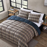 Eddie Bauer- Twin Comforter Set, Reversible Microsuede Bedding with Matching Sham(s), Casual Luxurious Bedding Set (Rugged Plaid Brown, Twin) Eddie Bauer