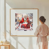 DIADAY 5D Diamond Art Kits for Adults, Winter Christmas Cardinals Diamond Painting Kit, Full Round Drill Bird Diamond Art, DIY Crafts Home Wall Christmas Decor Gift 12 x 12 Inches DIADAY