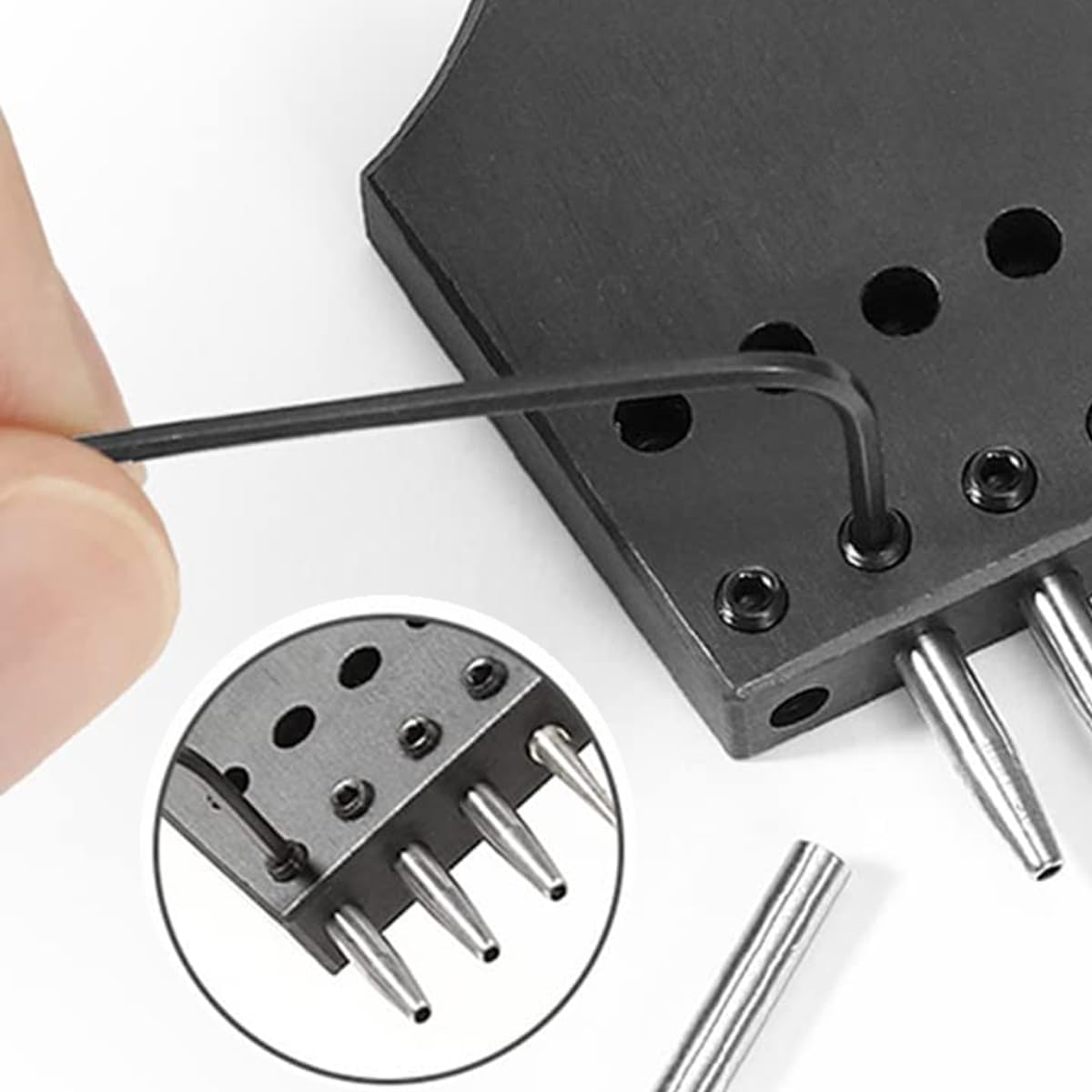 WUTA Removable Circle Leather Hole Punch Lacing Stitching Professional Working Hand Tool Kit Round Hole Puncher Craft Chisel Cutting Punches Kits 2nd Generation 6mm-(2+6) WUTA