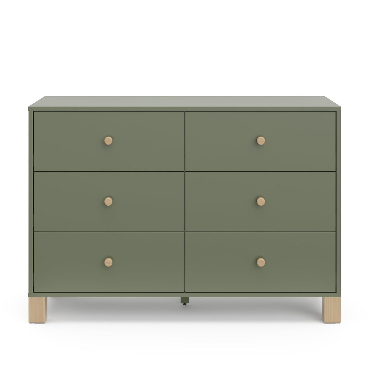 Storkcraft California 6-Drawer Double Dresser (Olive with Driftwood) - GREENGUARD Gold Certified, Interlocking Drawer System, Dresser Drawer Organizer for Kids Bedroom STORKCRAFT