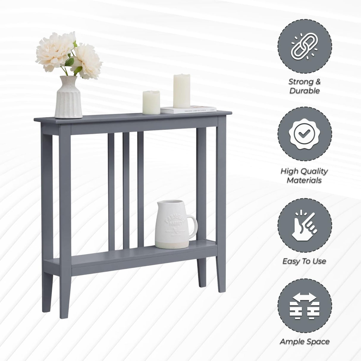Kings Brand Furniture - Entryway Table - Narrow Console Table - Console Table with Storage - Hallway Decor - Wood Console Tables for Entryway - Narrow Console Sofa Side Table - Foyer - Grey Kings Brand Furniture