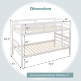 KOMFOTT Twin Over Twin Convertible Bunk Bed with Guardrail and Integrated Ladder - Space-Saving Solid Wood Design KOMFOTT