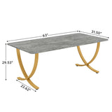 Tribesigns Executive Desk, 63” W x 31.5” D Large Office Desk, Modern Computer Desk Conference Table Meeting Room Table, Business Furniture for Home Office, Gray and Gold Tribesigns