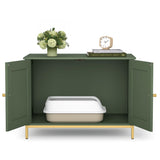 Homhedy Cat Litter Box Enclosure, Cat Washroom Furniture with Metal Frame, Pet House, Fit Most of Litter Box, Modern Style, Green and Gold Homhedy
