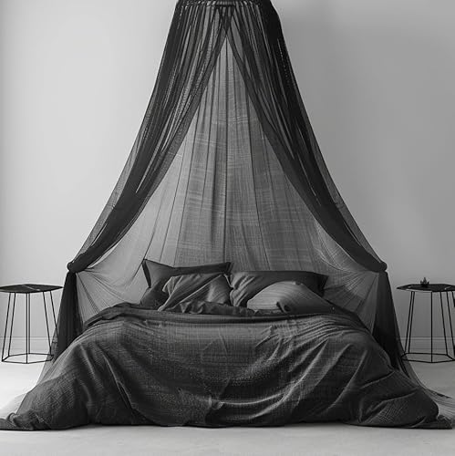 Mosquito Net Bed Canopy for Girls,King Canopy Bed Curtains Full Queen Size from Ceiling,Dome Mosquito Netting Bed Tent Twin Girls Princess Canopy Bed Black Decor for Baby Crib,Kid Bed and Adult Beds