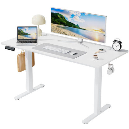 SMUG Standing Desk, 55x24 Inch Ergonomic Adjustable Height Electric Sit Stand Up Down Computer Table with Whole-Piece Desktop Board, Computer Workstation for Home Office, White(2 Packages)