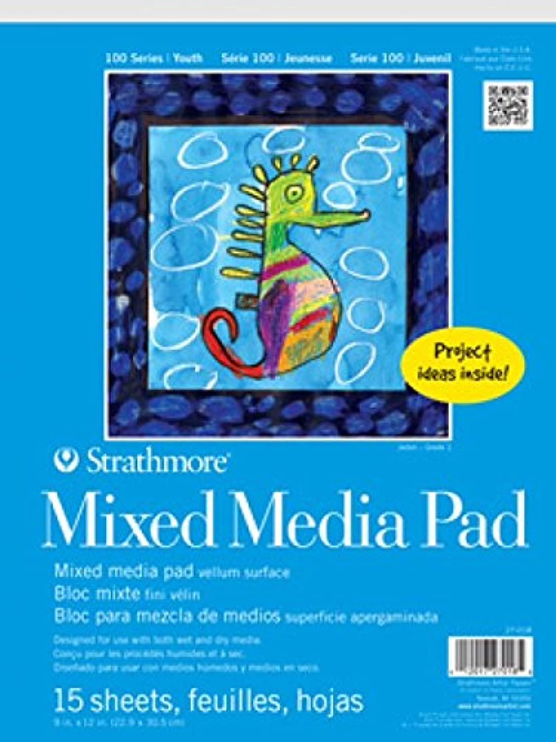 Strathmore (27-018 STR-27-018 15 Sheet Mixed Media Pad, 9 by 12", White Strathmore