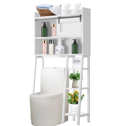 DLPIN Over The Toilet Storage, 3-Tier Over Toilet Bathroom Organizer, Stable Freestanding Above Toilet Storage Rack, Space-Saving, Easy Assembly, White