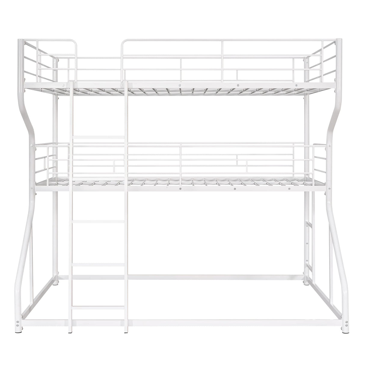 Metal Triple Bunk Beds, Full XL over Twin XL over Queen Bunk Beds for 3, Modern Style Heavy-Duty Steel Frame Bunk Bed with Safety Rail, Built-in Ladder for Bedroom, Dorm, Kids, Teens, Adults (White) Harper & Bright Designs