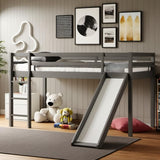 PVWIIK Twin Loft Bed with Slide for Boys and Girls,Toddler Loft beds with Safety Rails & Ladder,Save Space Design for Kids, Teens, Girls, Boys, No Box Spring Needed, Grey PVWIIK