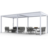 MASTERCANOPY 12’ X 20’ Louvered Pergola Outdoor Aluminum Patio Pergola with Adjustable Roof for Deck Backyard Garden (White) MASTERCANOPY