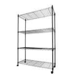 Whitmor 4 Tier Storage Shelving, Heavy Duty with Wheels, Adjustable Steel Organizer Wire Rack, 400 lbs Capacity per Shelf, Max 1600 lbs Total for Garage, Kitchen, Plant, 36" L x 14" W x 54" H, Black Whitmor