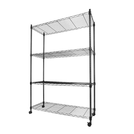 Whitmor 4 Tier Storage Shelving, Heavy Duty with Wheels, Adjustable Steel Organizer Wire Rack, 400 lbs Capacity per Shelf, Max 1600 lbs Total for Garage, Kitchen, Plant, 36" L x 14" W x 54" H, Black Whitmor