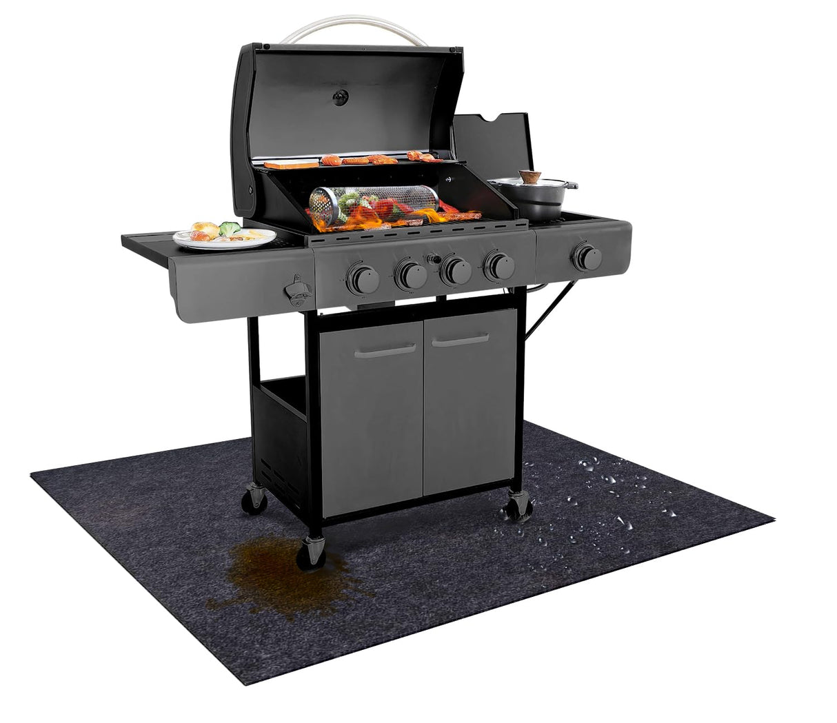 UBeesize 36x30 inch Under Grill Mat,Fireproof Mats for under grill,Grill mats for outdoor grill deck protector,BBQ Mat for Under BBQ,Waterproof,oil-proof and Flame Retardant,Reusable UBeesize