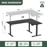 Furmax L Shaped Standing Desk Adjustable 63 x 48 Inch Corner Stand up Desk Electric Standing Computer Workstation with Preset Heights (Black) Furmax