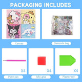 PERFECTSIGHT Cute 5D Diamond Art Kits, Kawaii DIY Painting Art for Adults Teen, 4 Pack Diamond Arts and Crafts Sets, Big Gem Full Drill Diamond Dots for Women (SLO) PERFECTSIGHT